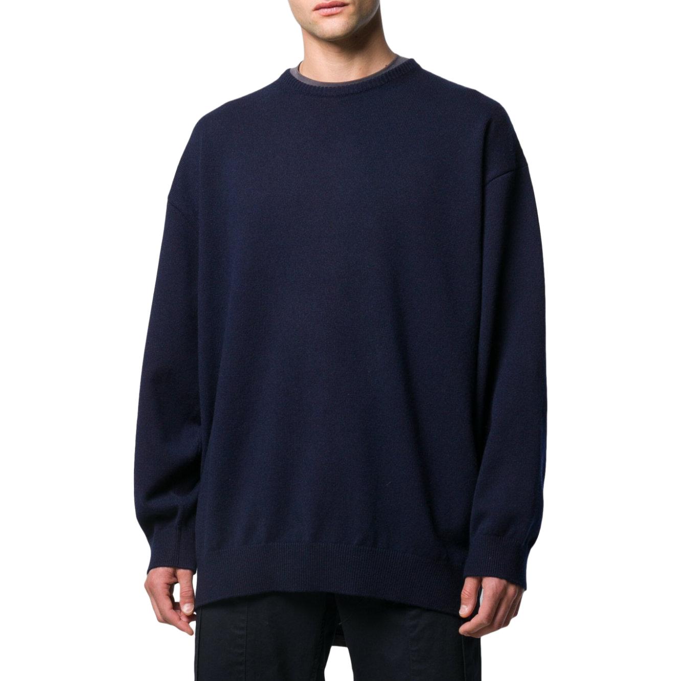 Balenciaga Back Logo Crew Neck Knit Cashmere Knit Sweatshirt 'Navy' 583111T40924140