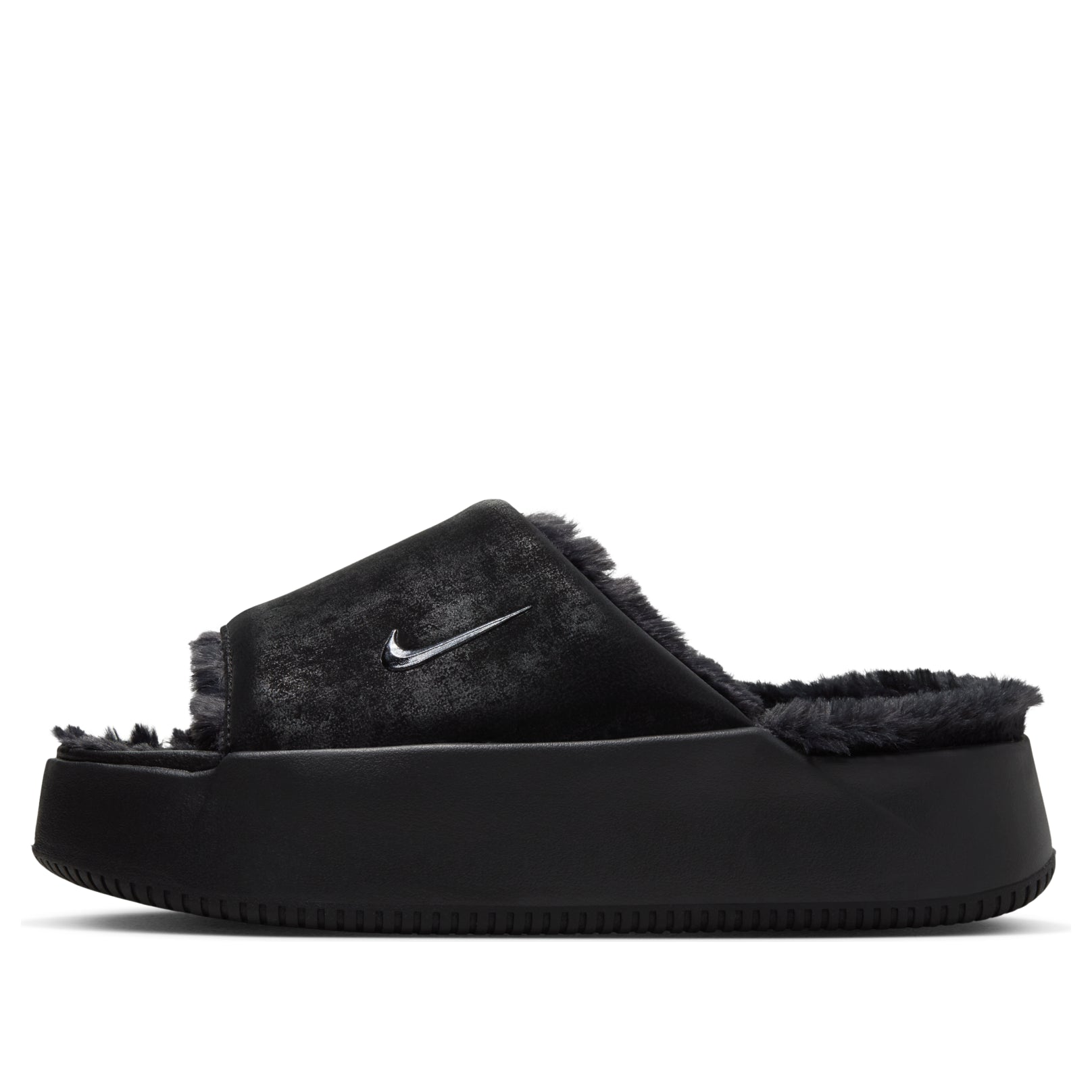(WMNS) Nike Calm Elevation Fur Slides 'Black' HV8560-001