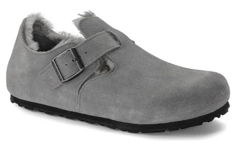 Birkenstock London Shearling Suede Leather Narrow Fit 'Whale Grey' 1020568