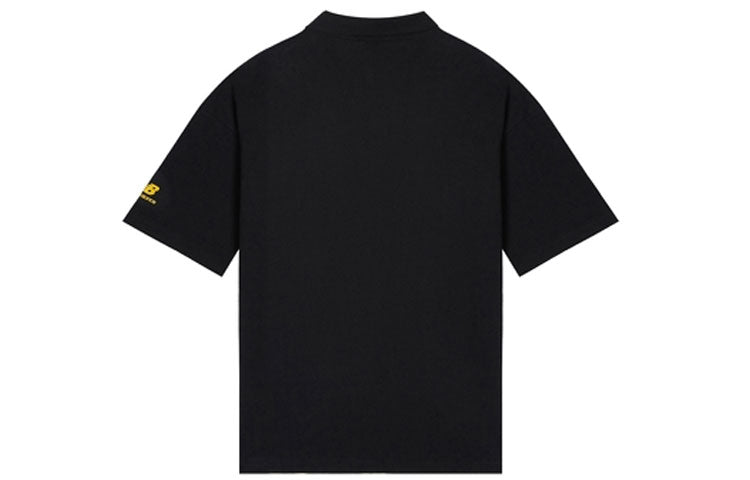 New Balance Logo Polo T-Shirt Asia Sizing 'Black White' AMT12376-BK