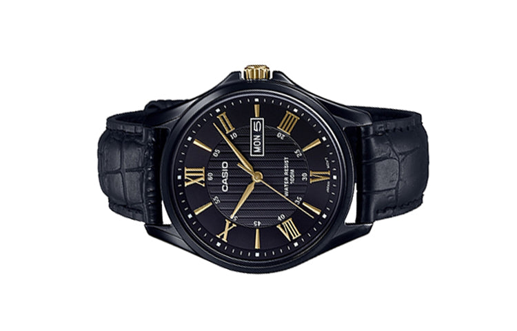 CASIO Men'sSTANDARD Wrist Black Quartz Waterproof Black Dial Mens Black Analog MTP-1384BL-1A