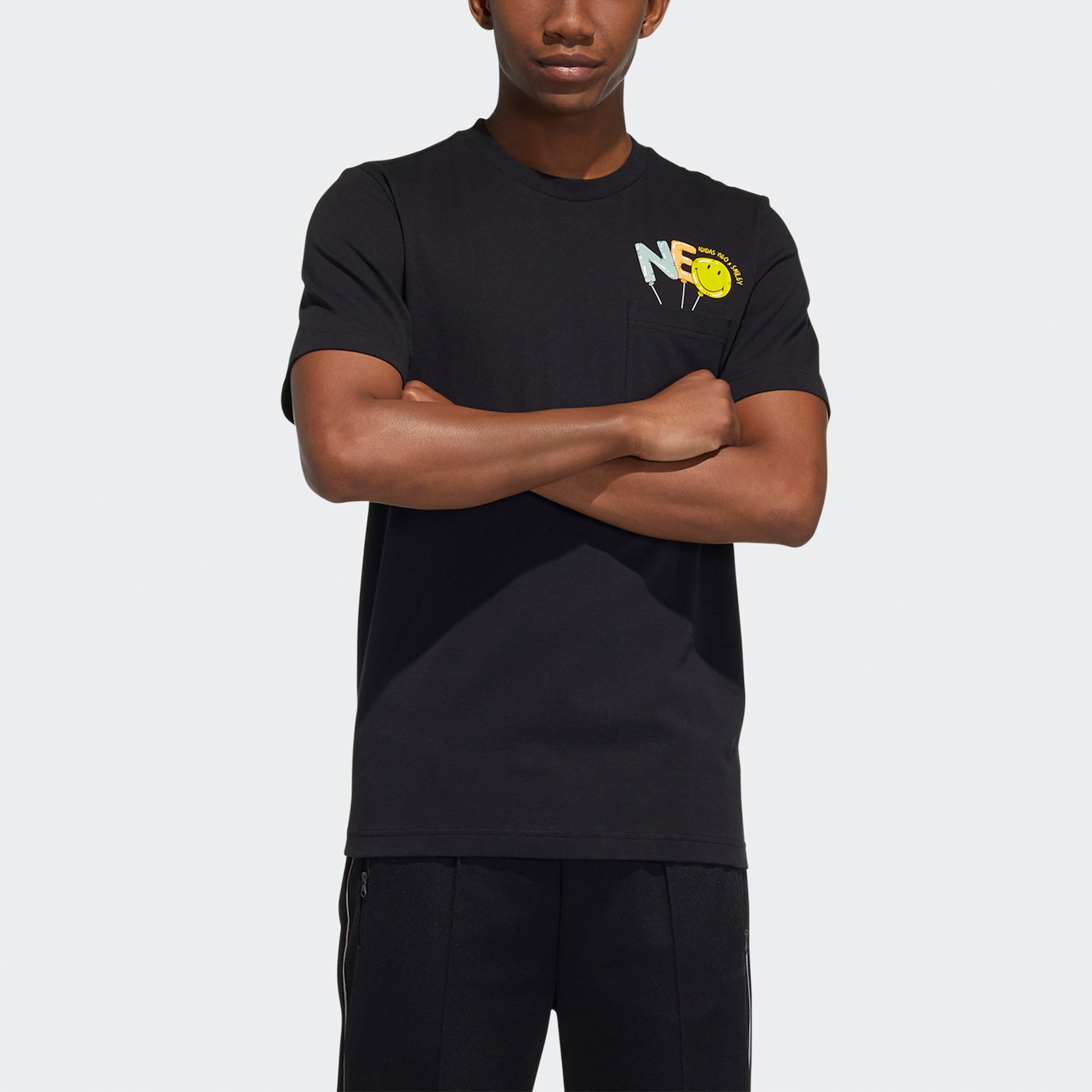 adidas neo M Smly Tee 2 Casual Breathable Sports Smiling Face Short Sleeve Black HB5556
