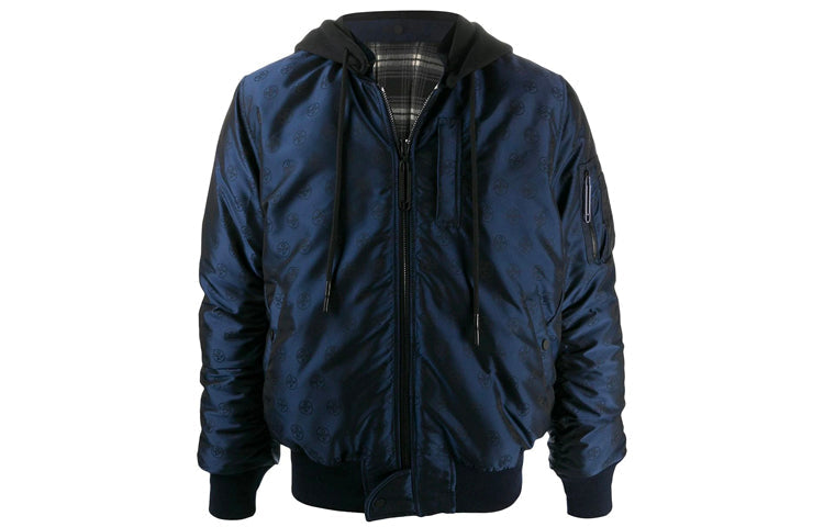Off-White Reversible hooded aviator Jacket Navy Blue OMEH014E20FAB0014501