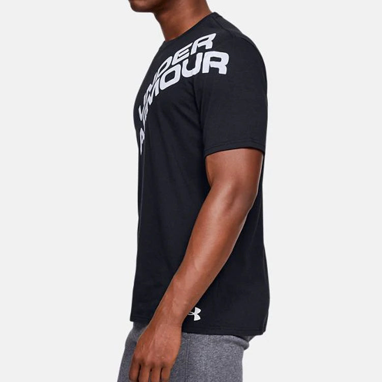 Men's Under Armour UA Wordmark Shoulder Round Neck Short Sleeve Black 1344227-001