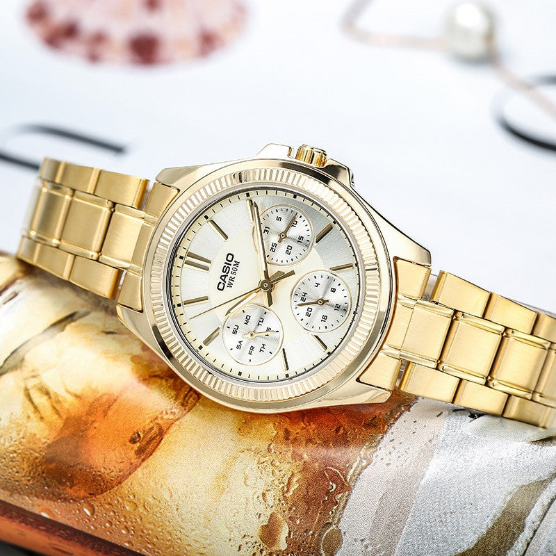 CASIO Female DRESS Japan / South Korea Fashion Waterproof Gold Analog LTP-V005G-9A