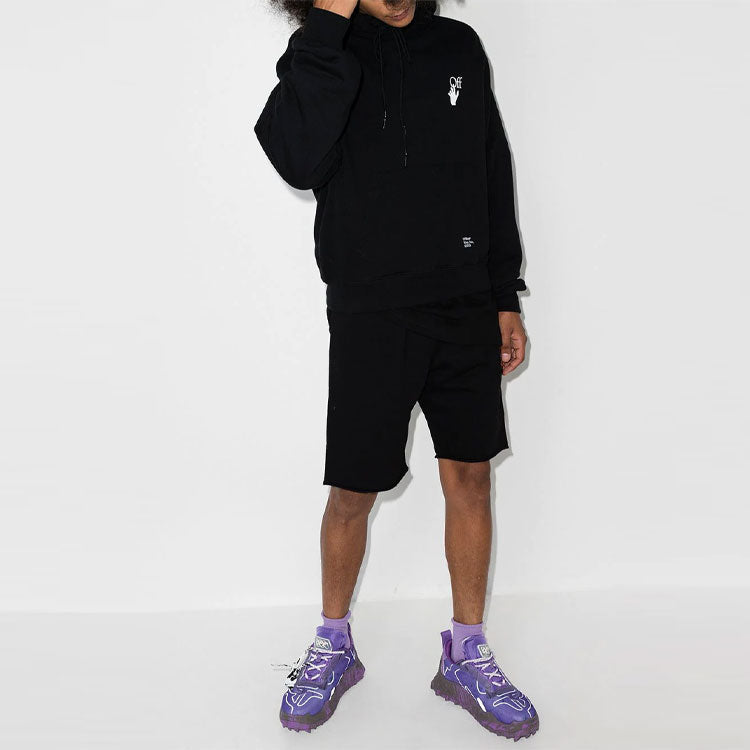 Off-White FW21 Logo Pants Sports Shorts Ordinary Version Black OMCI006F21FLE0051025