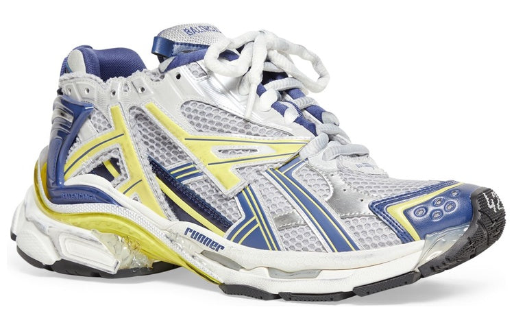 Balenciaga Runner Sneakers 'White Blue Yellow Mesh and Nylon' 677403W3RB59174