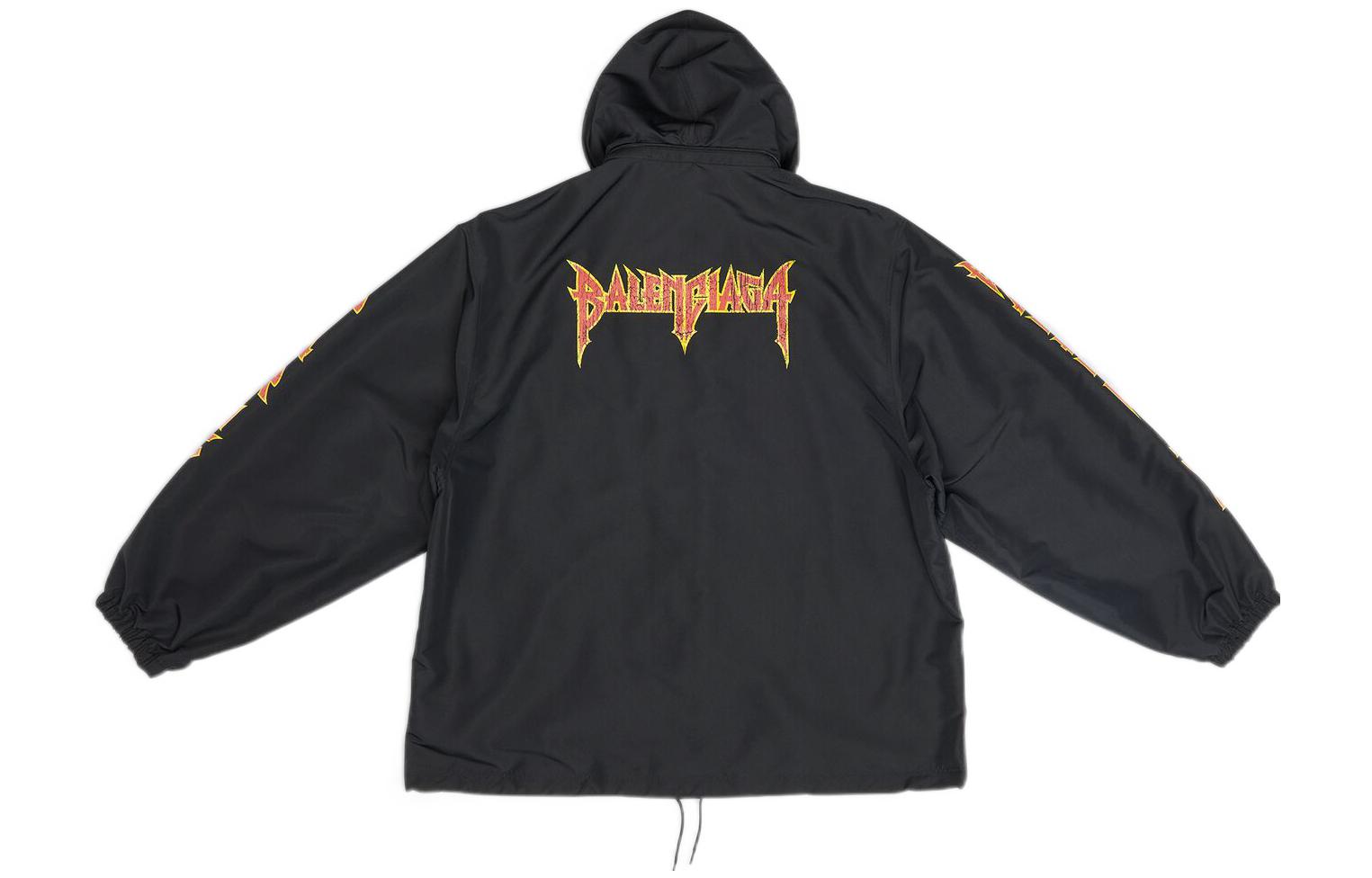 Balenciaga Metallica Windbreaker Hooded Jacket 'Black Orange' 698831TMO101000