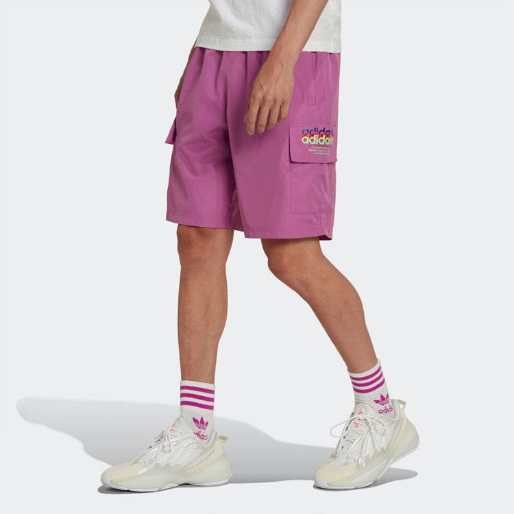 Men's adidas Logo Solid Color Casual Shorts Purple Red HK5155