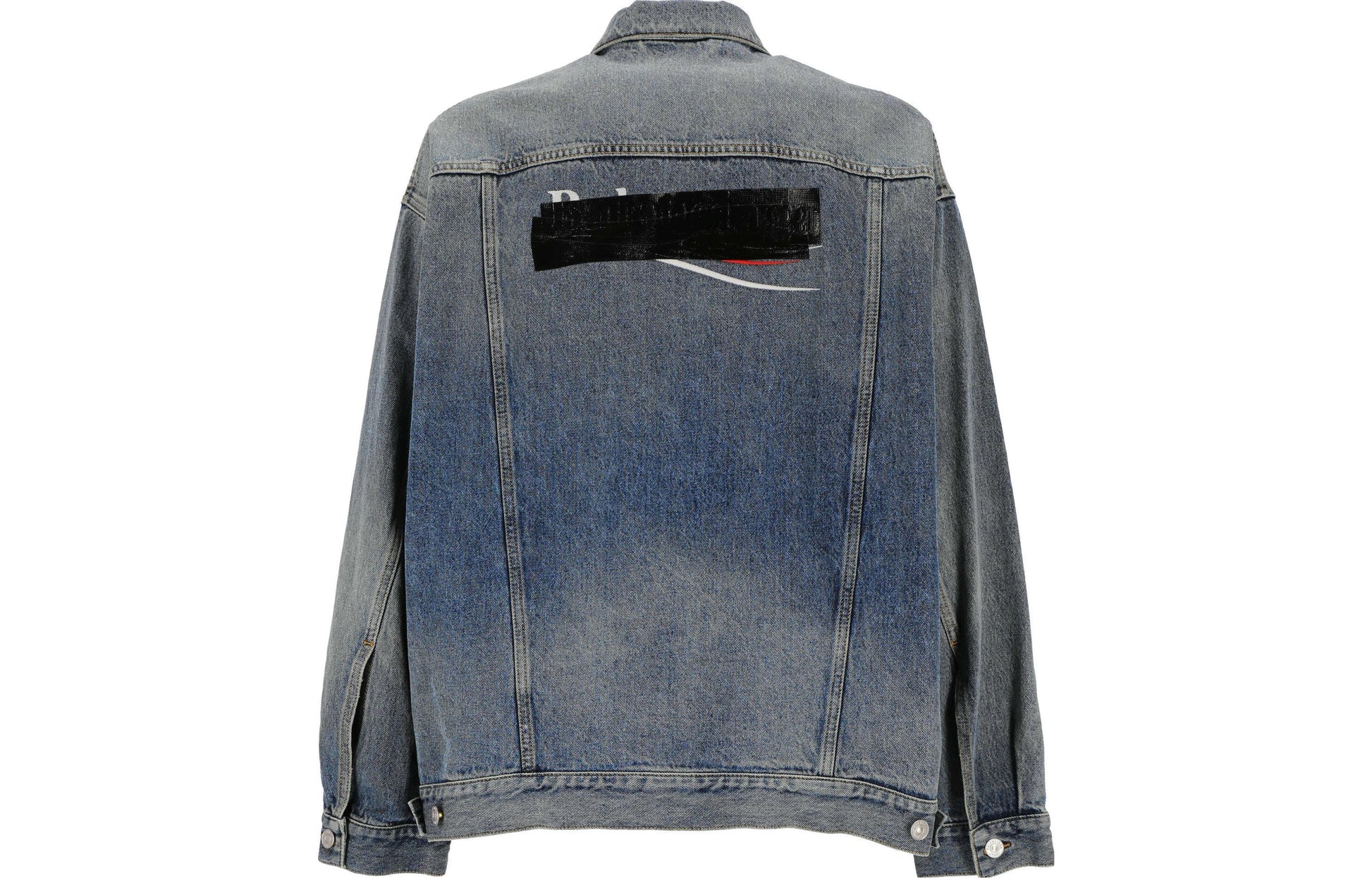 Balenciaga Bleached-Effect Button-Up Denim Jacket 'Blue' 724651THW254245