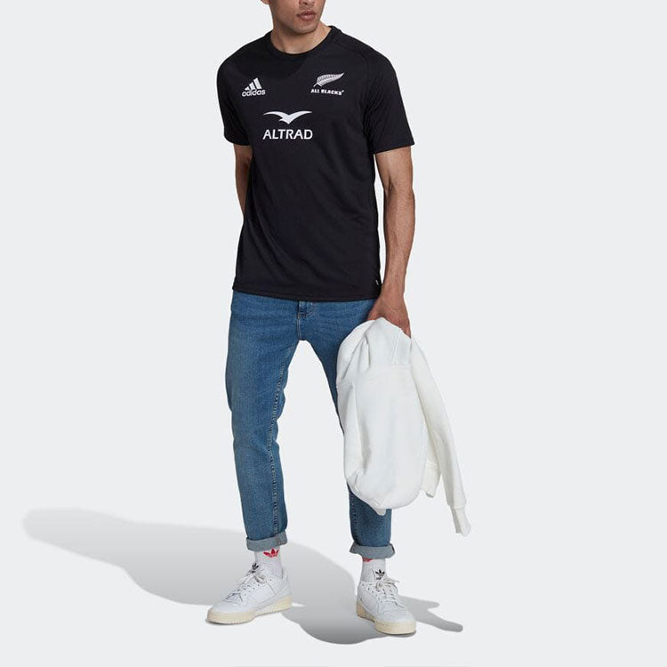 Men's adidas Printing Round Neck Short Sleeve Japanese Version Black T-Shirt HG7332