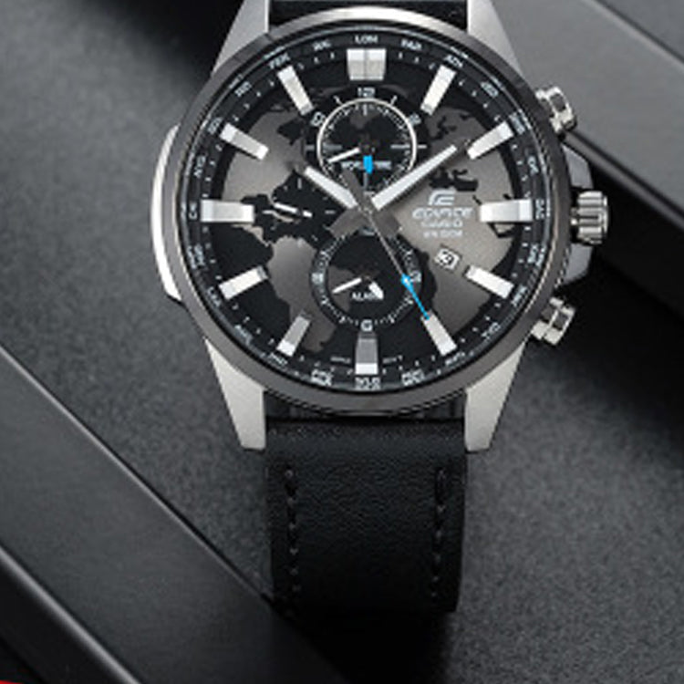 CASIO Quartz Waterproof EDIFICE Sapphire Crystal Solar Powered Stainless Steel Strap Mens Black Analog EFR-303L-1AVUPR