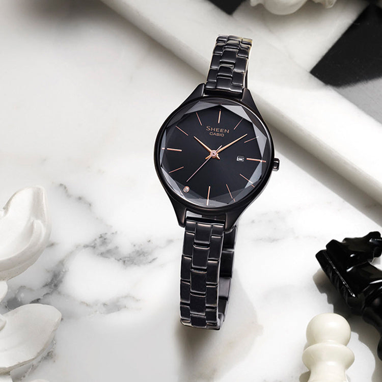 Casio Sheen Minimalistic Business Analog Watch 'Black Gold' SHE-4062BD-1AUPR-PERSON
