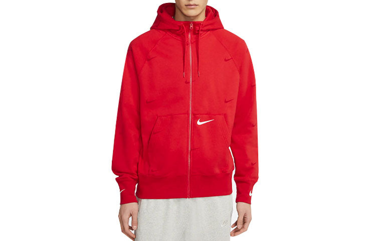 Nike Sportswear Swoosh Training Sports Windproof Fleece Lined Hooded Jacket Large Red DA0083-657