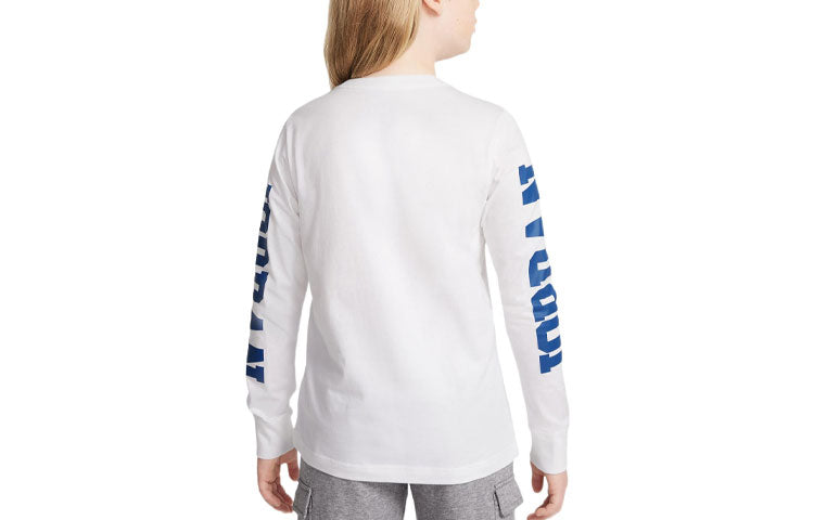 (GS) Air Jordan Alphabet Printing Round Neck Long Sleeves T-shirt Girls White DV0883-100