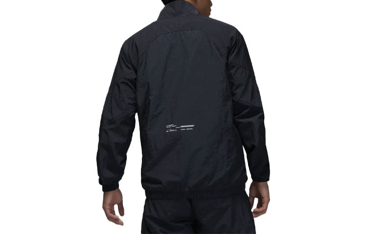 Men's Air Jordan Solid Color Small Logo Pattern Printing Casual Jacket Black DQ8074-010