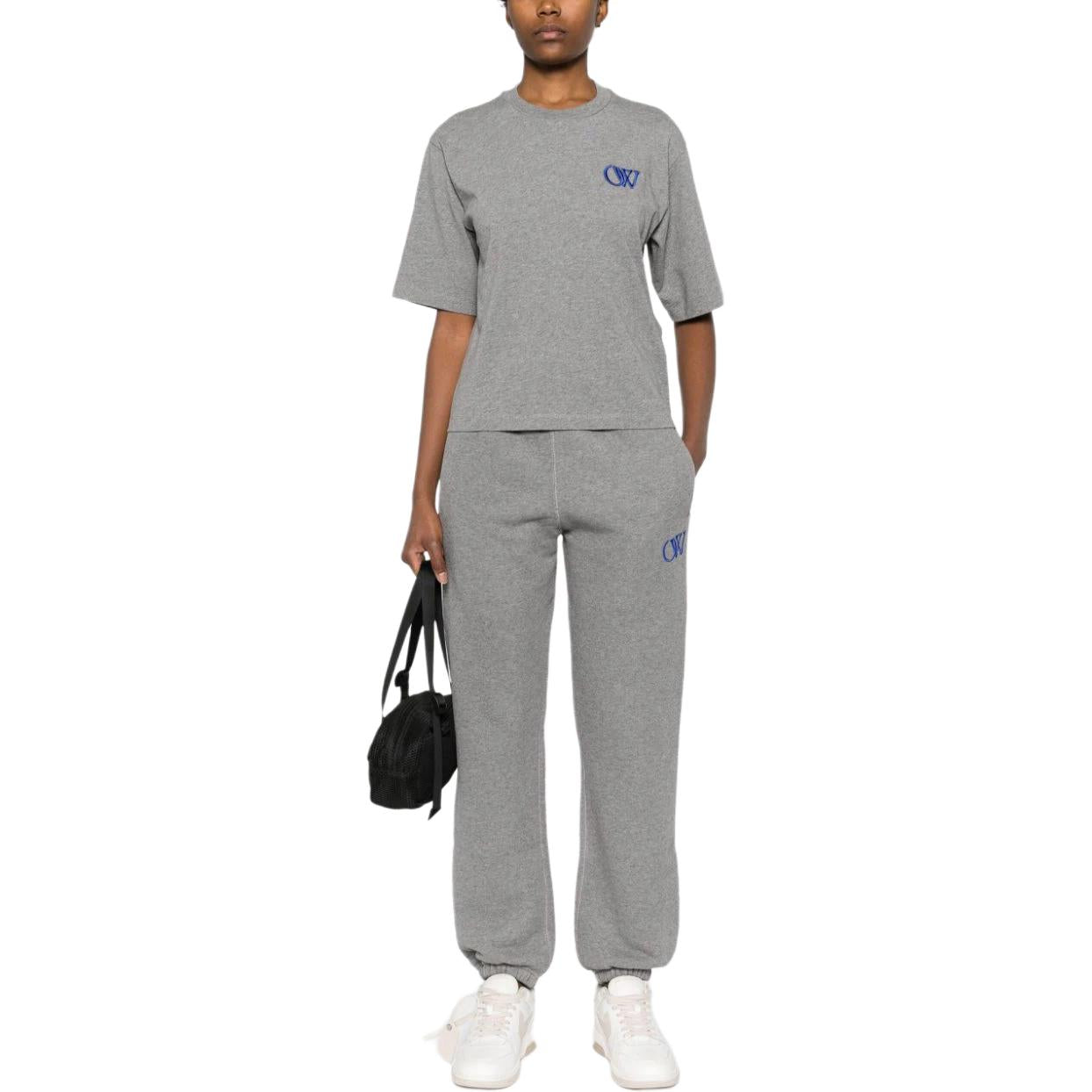 (WMNS) Off-White Flock Basic T-shirt 'Grey' OWAA124S24JER0060846