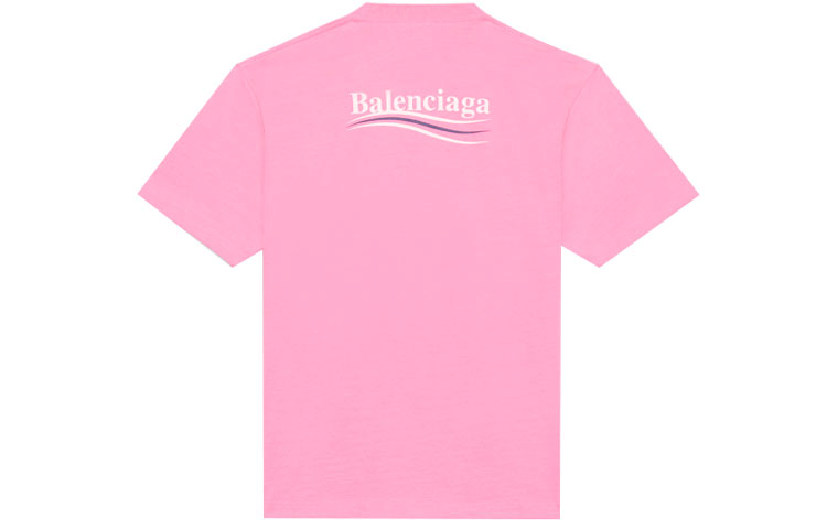 Balenciaga Political Campaign Logo Round-neck Tee Pink/Red 641655TJVF75713