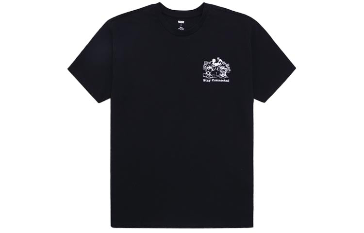 Men's Levis Logo Alphabet Printing Loose Round Neck Short Sleeve Black A0612-0000