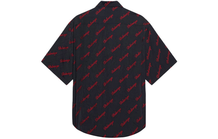 Balenciaga Minimal Short Sleeve Shirt 'Black Red' 658841TKO521076