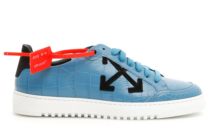 (WMNS) Off-White Crocodile Pattern Printed Leather Sneakers 'Blue White' OWIA093F18B800013010