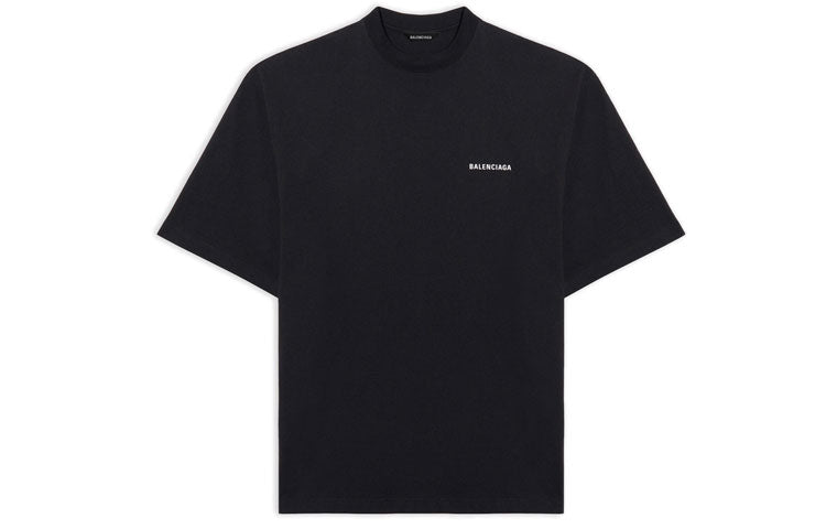 Men's Balenciaga Retro Sports Logo Short Sleeve Black 641614TJVL41000
