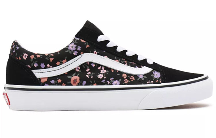 Vans Floral Old Skool Printing Non-Slip Wear-resistant Low Tops Casual Skateboarding Shoes Unisex Black VN0A38G19HS