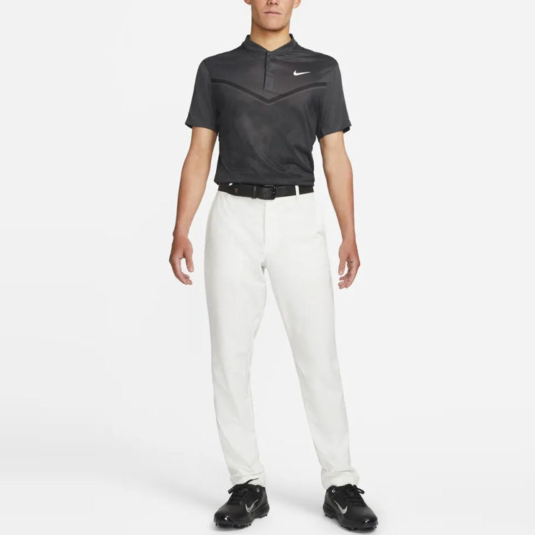 Men's Nike Solid Color Single Breasted Short Sleeve Black Polo Shirt DH0917-070