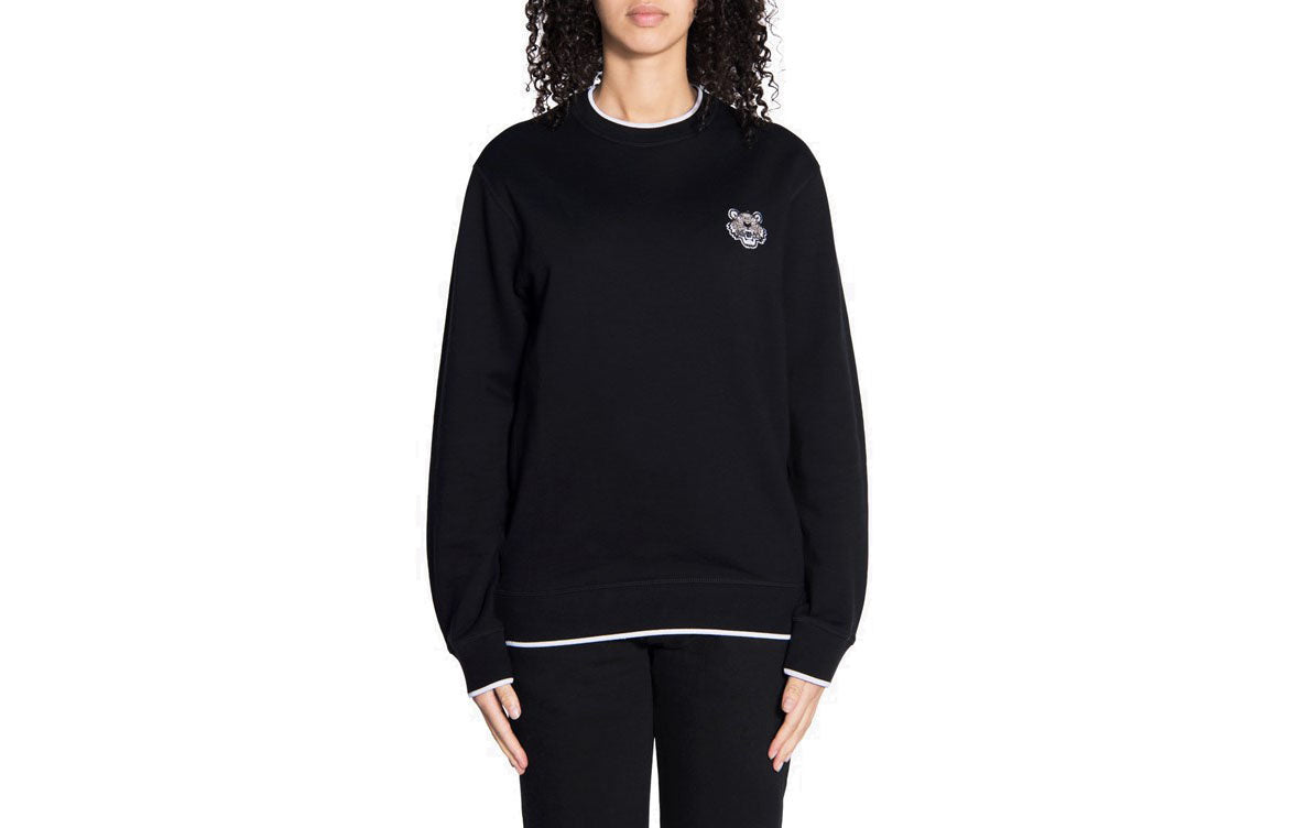 KENZO Tiger Head Pattern Round Neck Pullover Long Sleeves Unisex Black F765SW0054MD-99