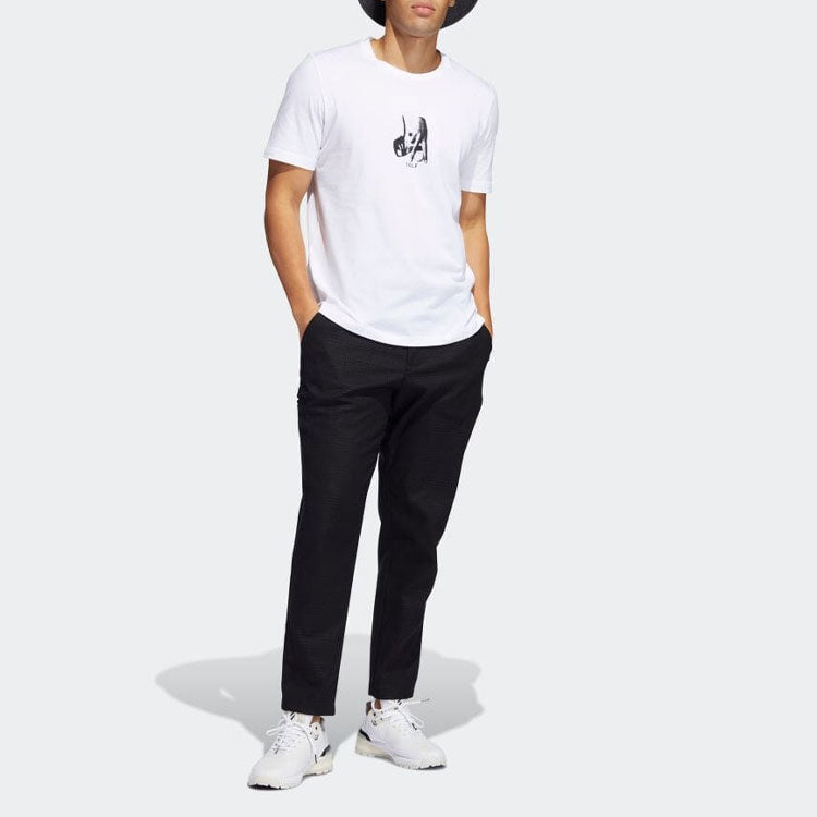 Men's adidas Alphabet Printing Golf Sports Short Sleeve Japanese Version White T-Shirt H59053