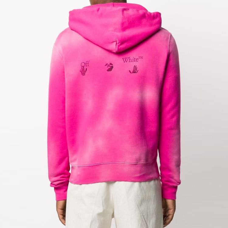 Off-White FW20 Bleach Logo Hooded Sweater Peach Pink OMBB034F20FAB0013210