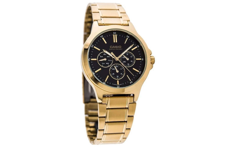 CASIO Quartz Waterproof Black Dial Mens Black Analog MTP-V300G-1A