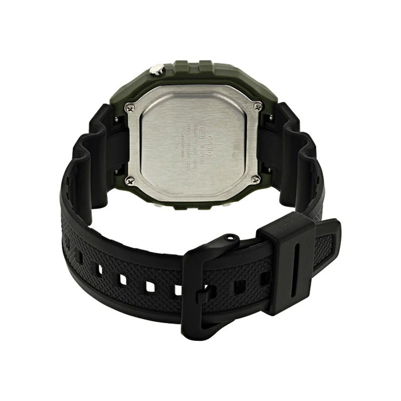 Men's CASIO Military Green Waterproof Multifunction Velcro Sports Fashion Small Watch Mens Army Green Digital W218HB-3AV