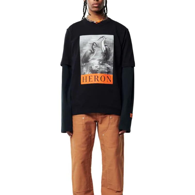 HERON PRESTON FW22 Logo Heron T-shirt 'Black' HMAA032C99JER0031010