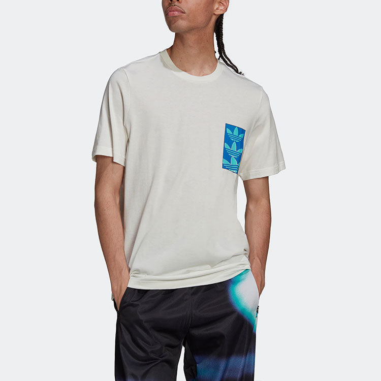 Men's adidas originals Logo Pattern Printing Casual Round Neck Short Sleeve White T-Shirt HC7186