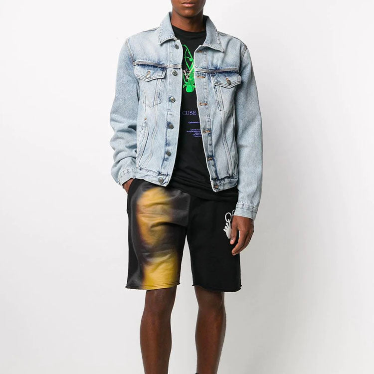 Off-White Mona Lisa Applique Sports Shorts Men's Black OMCI006F20FLE0061010