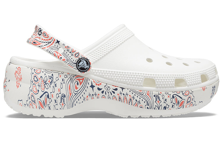 (WMNS) Crocs Classic Platform Americana Paisley Clogs 'White' 207337-94S