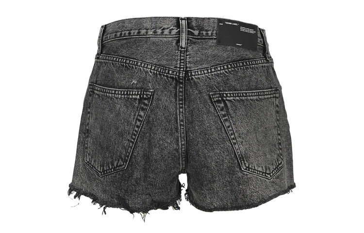 (WMNS) Off-White Logo Denim Black Shorts OWYC002R207740687500