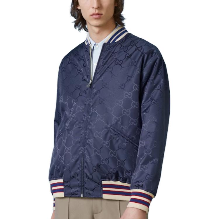 Gucci Nylon Canvas Reversible Zip Jacket 'Dark Blue Off White' 739810-ZANZ7-4348