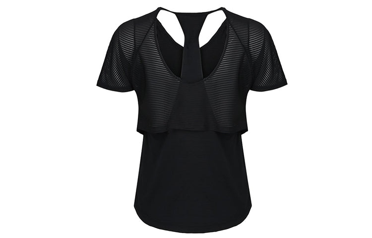 (WMNS) Nike Air Double Layer Mesh Back Hollow Out Running Training Short Sleeve Black AT7954-010