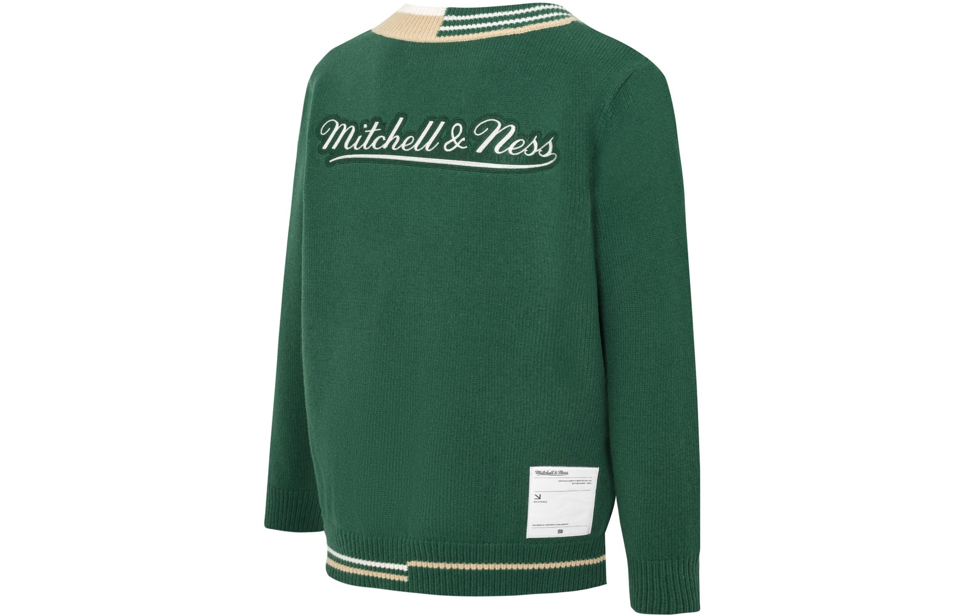 Mitchell & Ness Branded Contrasting V-Neck Sweater 'Green' MNHLAWTOKJ011-GRN