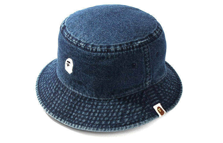 A BATHING APE BAPE LOGO Embroidered Bucket Hat 'Denim' 1H20-180-014