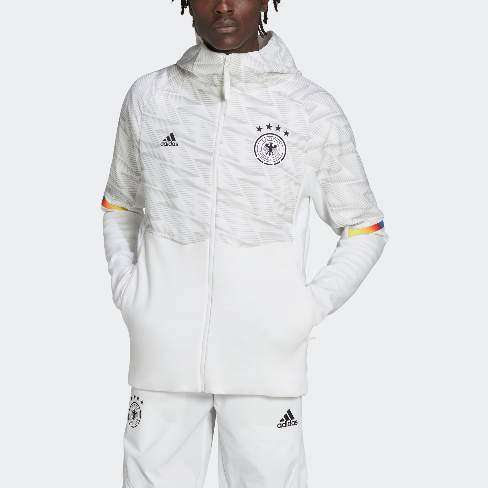 adidas Germany Game Day Full-Zip Travel Hoodie 'White' IC4377