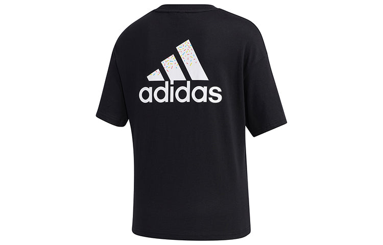 (WMNS) adidas Printing Short Sleeve Black GF0152