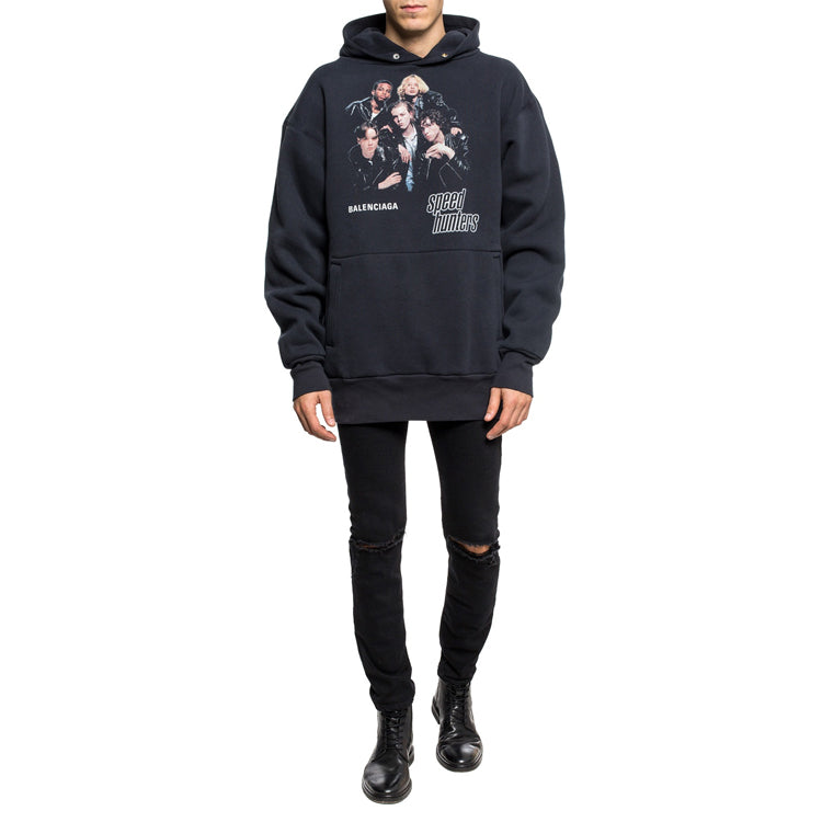 Men's Balenciaga Speedhunters Boysband Printing hooded Long Sleeves Navy Blue 541873TCV371055