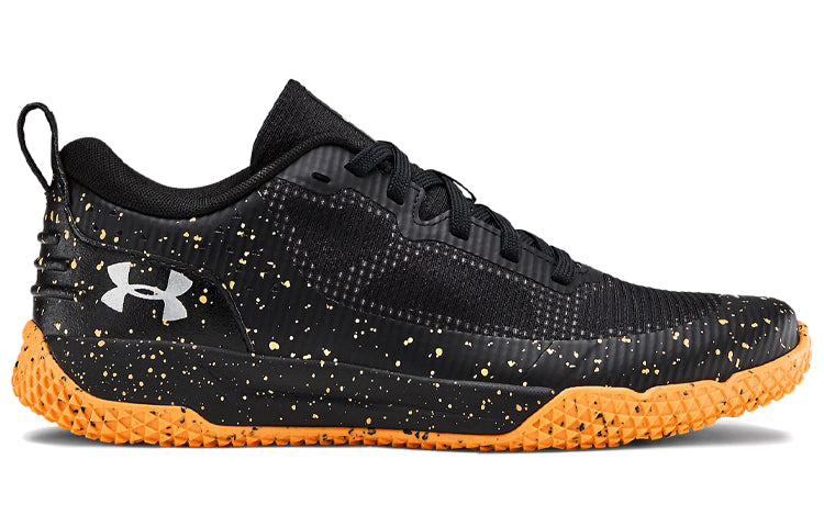 (GS) Under Armour X Level Mainshock Splatter Sneakers Black/Orange 3022523-001