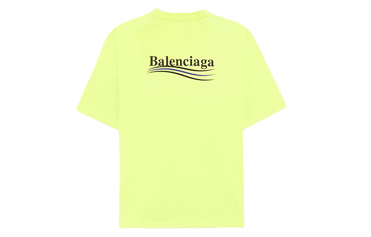 Men's Balenciaga Logo Printing Short Sleeve Yellow 641675TJVF77110