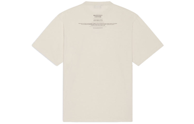 Men's Balenciaga FW21 Alphabet Printing Short Sleeve Beige 651795TJV909054