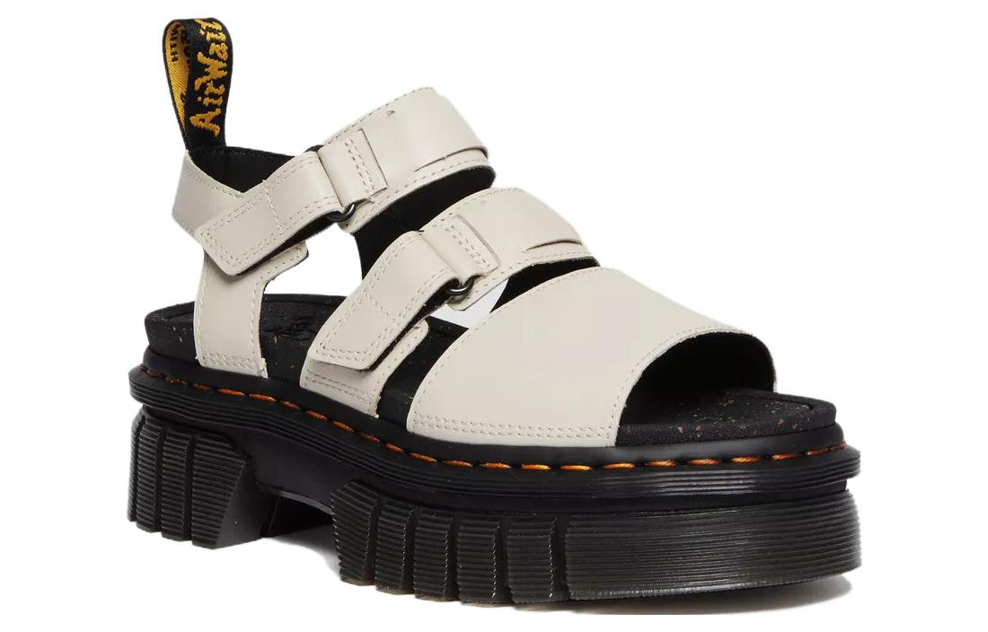 (WMNS) Dr. Martens Ricki Nappa Lux Leather 3-Strap Platform Sandals 'White Black' 30572055