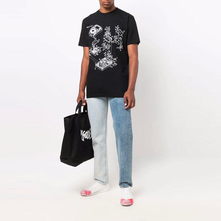 Off-White FW21 Pattern Printing Round Neck Short Sleeve Version Black OMAA027G21JER0031059